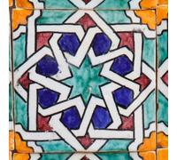 Hand Painted Tile Moorish Star Pattern Marrakech Style Set of 4 Moroccan Ceramic Tile 10 x 10 cm Glazed Clay Wall Tile Decorative Tile for Kitchen & Bathroom