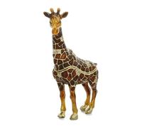 Hand Painted Trinket Box for Home Decor Accents, Enamel Hinged Jewelry Box for Bookshelf Office Table Desk Decoration, Classical Figurine Collectible Keepsake Animal Sculptures (Giraffe-Brown)