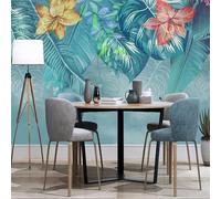 Hand Painted Tropical Watercolour Plant Leaves Flower 3D Wallpaper Luxury Silk Study Dining Feature Sofa Grey Bedroom Living Room Tv Decorative Wall-200cm×140cm