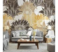 Hand Painted Vintage Art Sunflower Flower 3D Wallpaper Luxury Silk Study Dining Feature Sofa Grey Bedroom Living Room Tv Decorative Wall-300cm×210cm