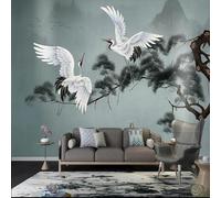 Hand Painted Vintage Pine Tree Alpine Bird 3D Wallpaper Luxury Silk Study Dining Feature Sofa Grey Bedroom Living Room Tv Decorative Wall-350cm×256cm