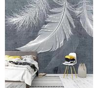 Hand Painted Vintage Three Dimensiona White Feathers 3D Wallpaper Luxury Home Dining Decor Paste Sofa Living Room The Wall for Bedroom Mural-400cm×280cm