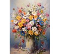 Hand-painted Wall Art Beautiful Bouquet in Vase Oil Painting,50 * 70cm Canvas Wall Art Ready to Hang for Living Room Bedroom Home Decorations