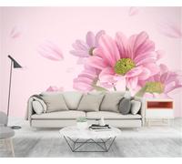 Hand Painted Warm Beautiful and Pink Flowers 3D Wallpaper Easy Install Feature Office Living Room Sofa Bedroom TV Background Wall Decoration-300cm×210cm