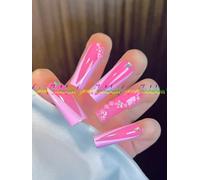 HAND-PAINTED White False Nails Set Coffin Press on Nails Press ons Kit Medium Length Stick on Nails Shoot Nail Art Short Nails with Nail Glue on Nails Square, Custom Long Almond Nail (C1, Custom)