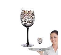Hand-Painted Wine Glasses - 7 x 22 cm Glass Crystal Wine Glass | Luxury Instagrams Style Stemware for Home - Seasonal Decoration Stained Wine Glass, Heat Resistant 0-80°C, 450 ml Elegant Drinking