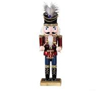 Hand Painted Wooden Nutcracker 25cm Tall Christmas Ornament, Combines Craftsmanship with Practical Nut Cracking (C)