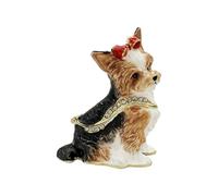 Hand-Painted Yorkshire Terrier Trinket Box, Ceramic Golden Hinged Jewelry Storage Box for Women, Small Keepsake Organizer, Dog Mom Gift Idea, Pet Lover Home Decor, Birthday & Anniversary Present
