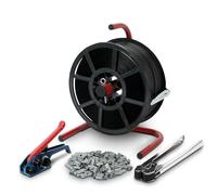 Hand Pallet Strapping Banding Kit with Tensioner, Sealer, and Static Strapping Dispenser - Strong Heavy Duty 12mmx1500m Strapping Machine