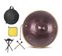 Hand Pan 440Hz 9 10 12 Notes D Minor Kurd 22-Inch, Steel Tongue Drum for Live Performance Street Busking, Harmonic Acoustics with Padded Backpack and Stand(Purple,432HZ/9Note)