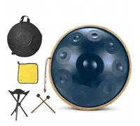 Hand Pan 440Hz 9 10 12 Notes D Minor Kurd 22-Inch, Steel Tongue Drum for Live Performance Street Busking, Harmonic Acoustics with Padded Backpack and Stand(Blue,440HZ/9Note)