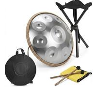 Hand Pan Drum 22 Inch Nitrided Steel, Durable Handpan Instrument For Travel Performance, 10 Notes D Minor Steel Drum With Carry Bag, Stand, Mallet(Silver,432HZ/12Note)