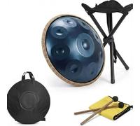 Hand Pan Drum 22 Inch Nitrided Steel, Durable Handpan Instrument For Travel Performance, 10 Notes D Minor Steel Drum With Carry Bag, Stand, Mallet(Blue,432HZ/10Note)