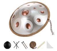 Hand Pan Drum(22 Inches) 12 Notes, 432Hz,D Kurd Minor, Steel Hand Drum With Soft, Pure Melodic Tones, Tongue Drum With Soft Hand Drum Bag, Drumsticks, Hand Drum Stand(Golden eye)