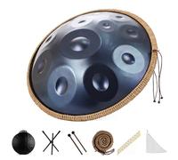 Hand Pan Drum(22 Inches) 12 Notes, 432Hz,D Kurd Minor, Steel Hand Drum With Soft, Pure Melodic Tones, Tongue Drum With Soft Hand Drum Bag, Drumsticks, Hand Drum Stand(Blue)