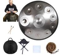 Hand Pan Drum Sound Resonance Steel Handpan Drums 432hz /440hz D Minor 9/10/12 Notes Handpan Percussion Instrument With 2 Handpan Mallet,Handpan Stand(Color:Silver,Size:10 Notes(440HZ))