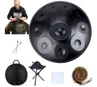 Hand Pan Drum Sound Resonance Steel Handpan Drums 432hz /440hz D Minor 9/10/12 Notes Handpan Percussion Instrument With 2 Handpan Mallet,Handpan Stand(Color:Black,Size:10 Notes(432HZ))