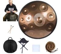 Hand Pan Drum Sound Resonance Steel Handpan Drums 432hz /440hz D Minor 9/10/12 Notes Handpan Percussion Instrument With 2 Handpan Mallet,Handpan Stand(Color:Gold,Size:12 Notes(440HZ))