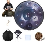 Hand Pan Drum Sound Resonance Steel Handpan Drums 432hz /440hz D Minor 9/10/12 Notes Handpan Percussion Instrument With 2 Handpan Mallet,Handpan Stand(Color:Blue,Size:12 Notes(440HZ))