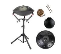 Hand-pan Drum With Heavy Duty Adjustable Stand, 9/1012 Notes 22 Inch Steel Tongue Drum with Soft Bag, 440HZ In D Minor, Harmonic Percussion, for Personal Meditation, Yoga, Gift