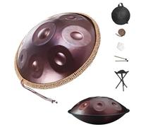 Hand Pan Drums 56cm D Minor Handpan Drum 12/10/9 Notes 440/432Hz Steel Handpan Drum Instrument with Carry Bag Stand for Professional Meditation Sound Healing Yoga(Purplish-red,432Hz/12Note)