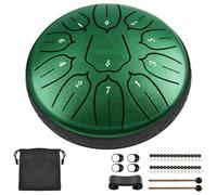 Hand Pan Drums for Adults 6 Inch 11 Notes Handpan Drum with Drum Bag Music Book Mallets Finger Picks Percussion Instruments Sound InstrumentsDark Green