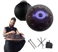 Hand Pan Percussion Instruments 22 In, D Minor 9/10/12 Notes Handpan Drums, Steel Adult's Hand Pan With Storage Bag, Mallet, Braid, Stand For Children, Adults(Purple,12 notes(432HZ))