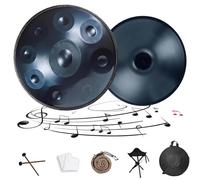 Hand Pan Steel Drum Handpan Instrument in D Minor 22 Inches Adults Handpan 9/10/12 Notes Hand Drum Beginner for Meditation Healing Adults with Soft Bag Stand Mallets(Blue,432HZ/9Note)
