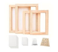 Hand Papermaking Paper Making Screen Kit with Pine Wood Mould and Deckle Set, Couching Cloth, Sponge, Dried Flower Petals & Instructions for DIY Handmade Paper (A5 + A6)