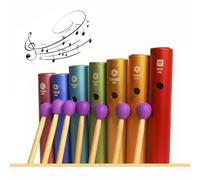 Hand Percussion Instrument Set - Aluminum Wah Tube Kit for Music Accompaniment and Personal Relaxation, Includes 7pcs with Frequencies 512Hz to 960Hz