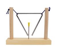 Hand Percussion Triangle Musical Instrument with Pine Frame and Metal Striker, Triangle for Kids and Adults, Classroom Music Education and Stage Performance