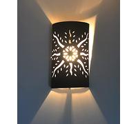 Hand Pierced Tube Moroccan Metal Wall lampshade only - Black - H30 W18 cm