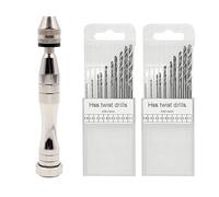 Hand Pin Vise with 20 Pcs Drill Bits, FineGood Precision Hand Drill Rotary Tool with Mini Twist Drill Bits Set for Resin Casting Molds, Jewelry Wood Plastic Making