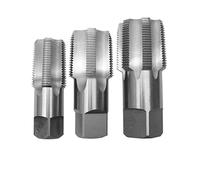 Hand Pipe Tap Set 3PCS NPT Steel Threading Tool Kit 1 Inch 1-/4 Inch -/2 Taper Drill Bits for Machining Thread Repair with Plastic Storage Box