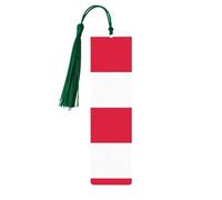 Hand-Polish Flag Printed Wooden Bookmarks-5 Rectangular Bookmarks with Perforations and Decorative Tassels