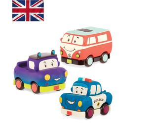 Hand-Powered Mini Vehicle Set: Truck, Van & Police Car for Ages 12 +