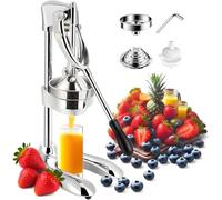 Hand Press Juicer Machine, Stainless Steel Orange Juice Squeezer, Commercial Manual Citrus Juicer with Two Head, Fruit Press Juicer for Lemon Pomegranate