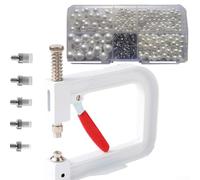 Hand Press Pearl Setting Tool for DIY Clothing and Accessories, Alloy Craft Machine with 4/5/6/8/10mm White Beads, Reusable Fastener Kit for Fabric Decoration