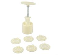 Hand Pressed Mooncake Kit with 6 Floral Stamps for 50g Moon Cakes Constructed from ABS Food Safe Material for Reliable Home Baking
