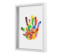 Hand Print Family Kit for New Parents | Wooden Frame with Transparent Sheets, Baby-Safe Paint Craft Kit for After Birth Home