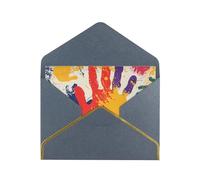 Hand Print Printed Pearl Paper Greeting Card, Black ¨C Folded Blank Cards with Gold Trim for Weddings, Birthdays, Christmas