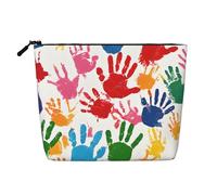 Hand Print - Themed Makeup Bag - Waterproof Hemp Cosmetic Pouch for Travel, Daily Use & Gifts (9.5x6.7x2in)