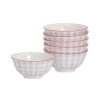 Hand-Printed Cereal Bowls - 16cm - Pack of 6 Nicola Spring Purple One Size