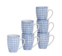 Nicola Spring Hand-printed Mug - 330Ml - Navy - Pack Of 6, Blue