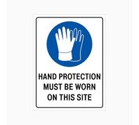 HAND PROTECTION MUST BE WORN ON THIS SITE Sign PPE Metal Tin Sign 8 x 12 inch for Industrial & Commercial Series