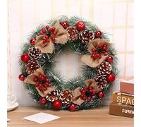Hand Puppet 2020 40cm Christmas Wreath Handmade Rattan Pendant Garland Shopping Mall Door Decoration (Color : Light Pink) (Mint Green)