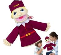Hand Puppet for Kids Soft Puppet Story Toy | 15.7 inch Career Puppet, Interactive Educational Toy for Kids, Preschool, Storytelling, Role Play, Teaching (Flight Attendant)