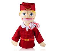 Hand Puppet, Stewardess Plush Toy for Interactive Role-Play, Educational Storytelling Puppet for Preschool Learning and Community Helper Activities