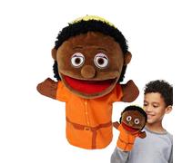 Hand Puppet Toy - Black Family Plush Dolls, Wide Mouth Character Design, Grandparents Mum Dad Doll Game, Interactive Storytelling Toy, Soft Plush Educational Play, Mä
