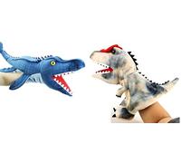 Hand Puppets Dinosaur 2 Pack Plush Glove Puppet for Kids Boys & Girls Imaginative Sensory Role Play & Learning, Great for Storytelling, Playtime & Motor Skill Building 3 Colouring Pages Included